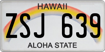 HI license plate ZSJ639