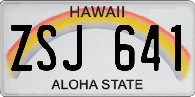 HI license plate ZSJ641