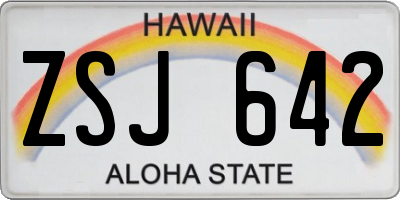 HI license plate ZSJ642