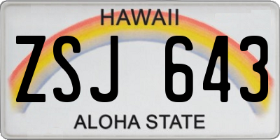 HI license plate ZSJ643