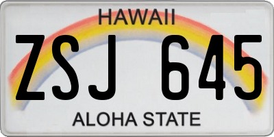 HI license plate ZSJ645