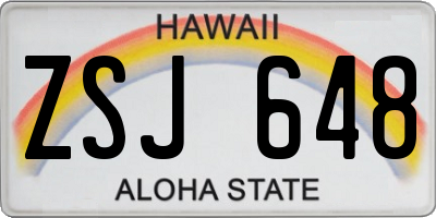 HI license plate ZSJ648