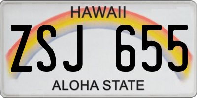 HI license plate ZSJ655