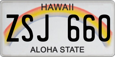 HI license plate ZSJ660