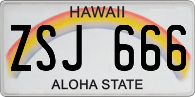 HI license plate ZSJ666