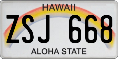 HI license plate ZSJ668