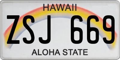 HI license plate ZSJ669