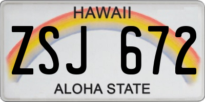 HI license plate ZSJ672