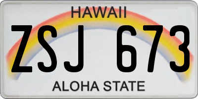HI license plate ZSJ673