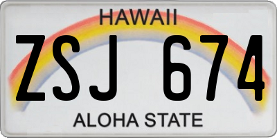 HI license plate ZSJ674