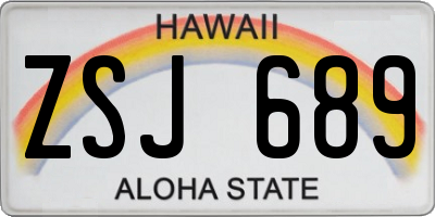 HI license plate ZSJ689