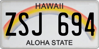 HI license plate ZSJ694