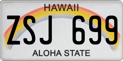 HI license plate ZSJ699