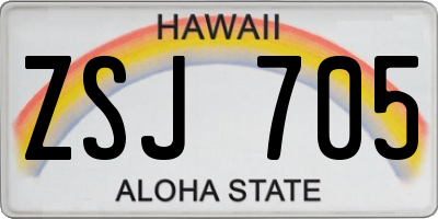 HI license plate ZSJ705