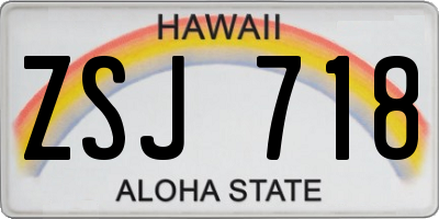 HI license plate ZSJ718
