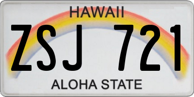 HI license plate ZSJ721