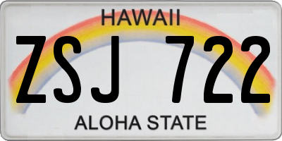 HI license plate ZSJ722