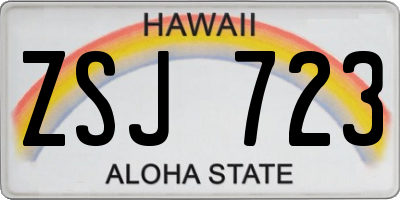HI license plate ZSJ723