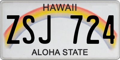 HI license plate ZSJ724