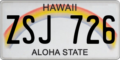 HI license plate ZSJ726