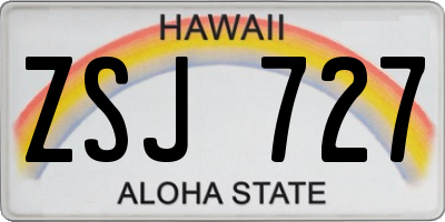 HI license plate ZSJ727
