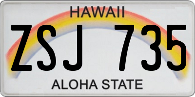 HI license plate ZSJ735