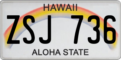 HI license plate ZSJ736