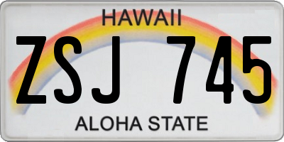 HI license plate ZSJ745