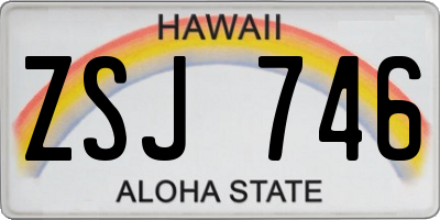 HI license plate ZSJ746
