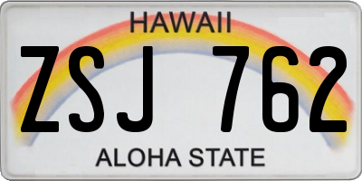 HI license plate ZSJ762