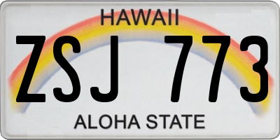 HI license plate ZSJ773