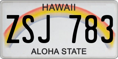HI license plate ZSJ783