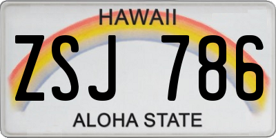 HI license plate ZSJ786