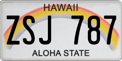 HI license plate ZSJ787