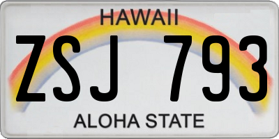 HI license plate ZSJ793