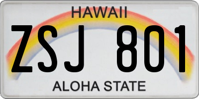 HI license plate ZSJ801