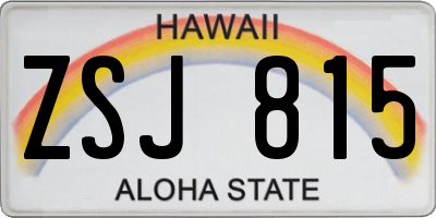 HI license plate ZSJ815