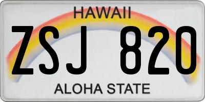 HI license plate ZSJ820