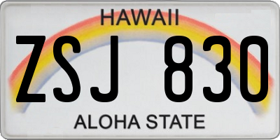 HI license plate ZSJ830