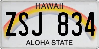HI license plate ZSJ834