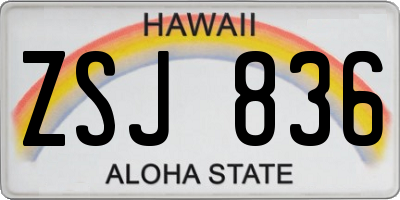 HI license plate ZSJ836