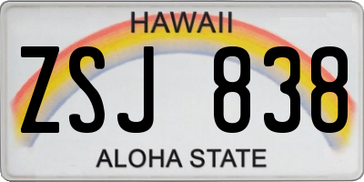 HI license plate ZSJ838