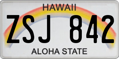 HI license plate ZSJ842
