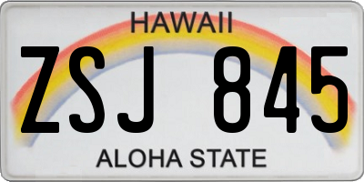 HI license plate ZSJ845