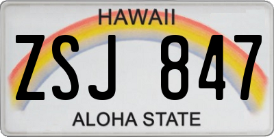 HI license plate ZSJ847