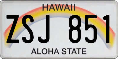 HI license plate ZSJ851