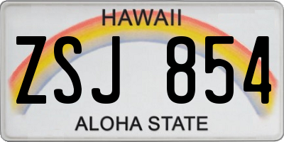 HI license plate ZSJ854