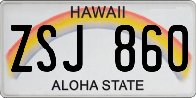 HI license plate ZSJ860