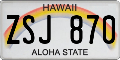 HI license plate ZSJ870