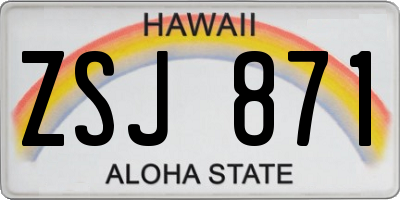 HI license plate ZSJ871